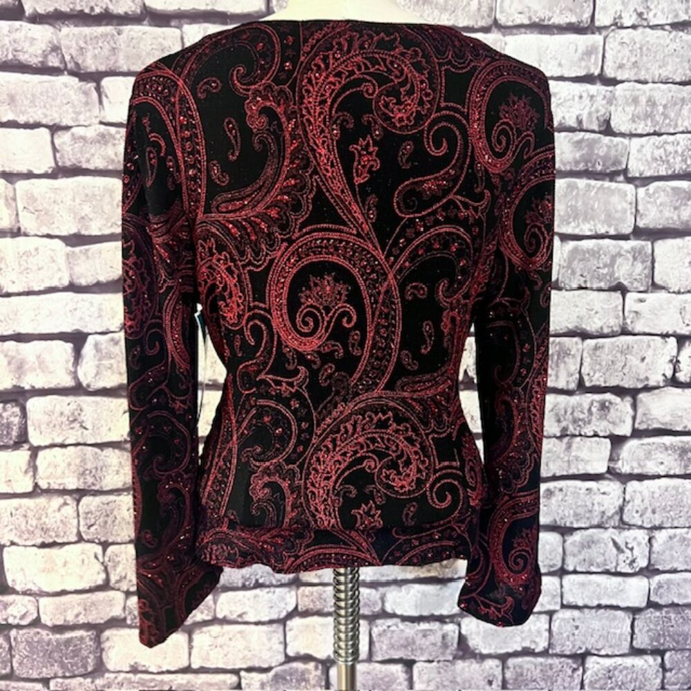 MSK Red & Black Wrap Style Top Size Large - Picture 5 of 8